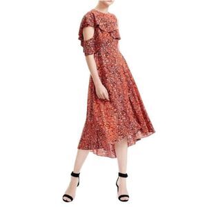 Maje Rivele Cold-shoulder Floral-print Crepe Midi Dress 1